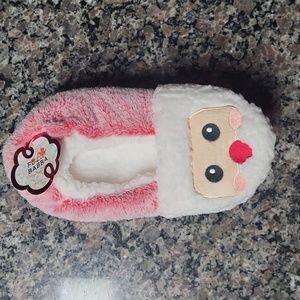 FUZZY BABBA Slipper socks new red/ white bear fits size 7-9.5 one pair 100% poly